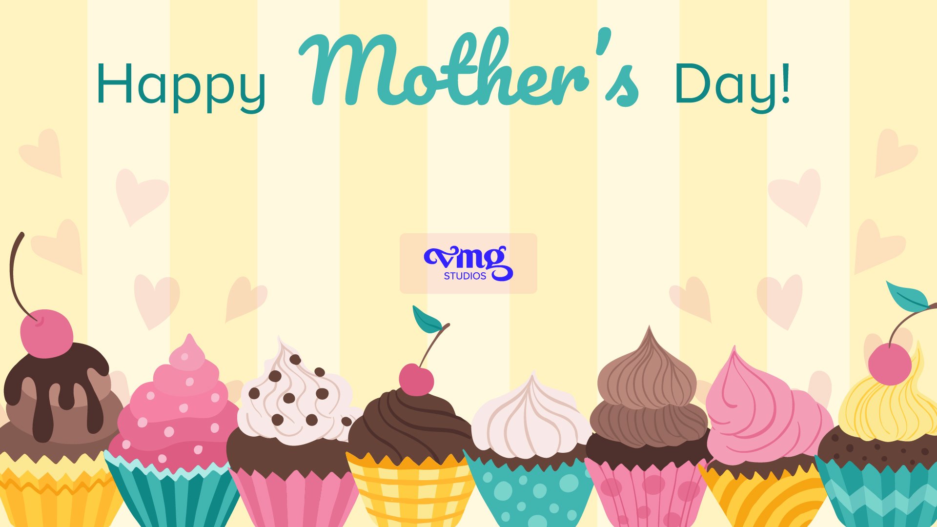 Happy Mother's Day Zoom background with cupcakes